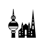 Berliner Fernsehturm Stephanskirche Wien als schwarzes Icon